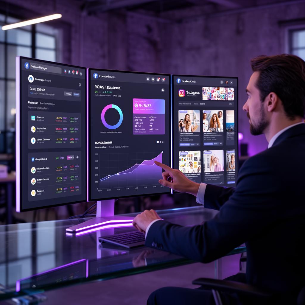Meta Ads dashboard with Facebook and Instagram campaign analytics